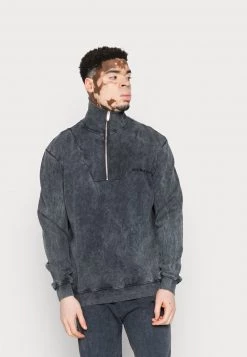 Großhandel 🎁 MENNACE UNISEX WASHED QUARTER ZIP - Sweatshirt - Washed Black 🎁