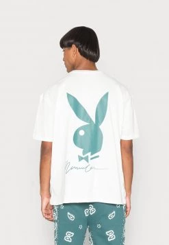 Budget 🧨 Mennace PLAYBOY SIGNATURE BUNNYRELAXED UNISEX - T-Shirt Print - White 💯