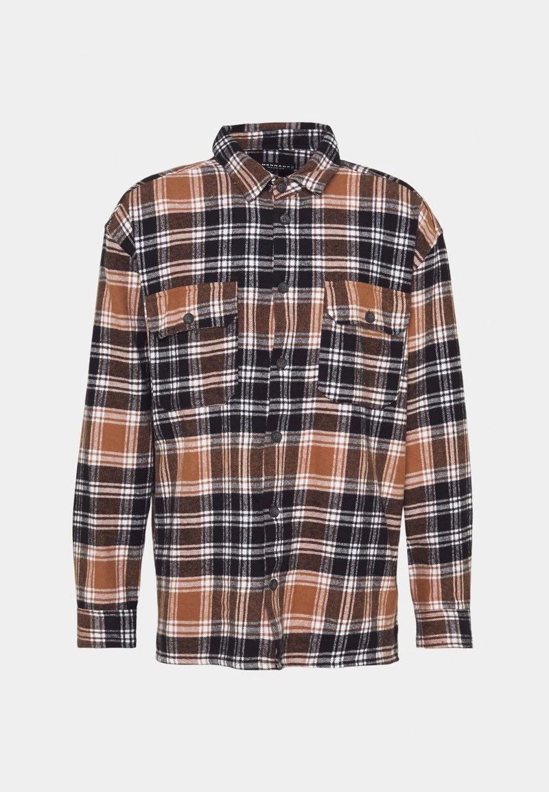 Brandneu ✔️ Mennace EVIAN BRUSHED CHECK UNISEX - Leichte Jacke - Brown ⭐ – Bild 4