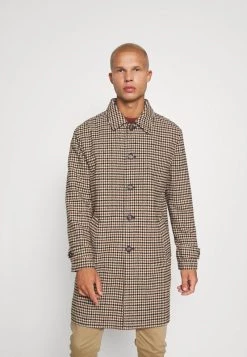 Billig 🌟 Mennace EVIAN CHECKED 🧥 COAT UNISEX - Klassischer Mantel - Brown 😉