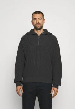Aktion 🎉 Mennace EVIAN HALF ZIP NECK UNISEX - Strickpullover - Charcoal 😀