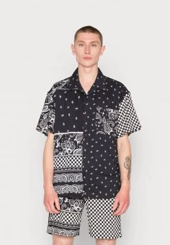 Auslauf ✨ MENNACE PAISLEY CHECKERBOARD REVERE - Hemd - Black, Herren 🔔