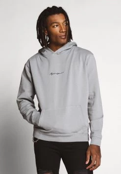Brandneu 🎁 Mennace ESSENTIAL REGULAR OVERHEAD HOODY WITH SIGNATURE - Kapuzenpullover - Slate Grey, Unisex 🥰