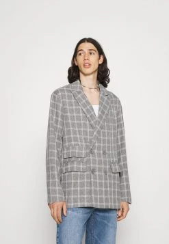 Besorgen 🥰 Mennace BREEZE DOUBLE BREASTED CHECK SUIT JACKET - Sakko - Grey, Herren 🛒