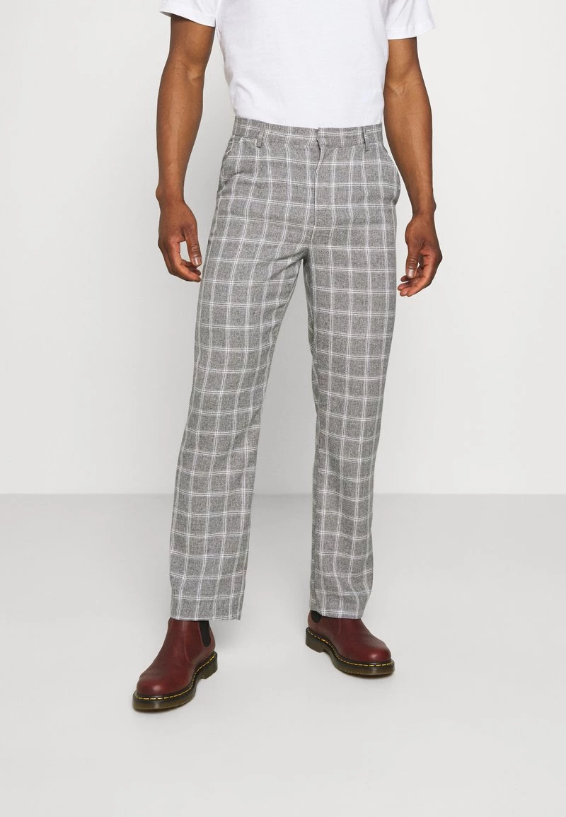 Neu 💯 Mennace BREEZE STRAIGHT CHECK SUIT TROUSER - Stoffhose - Grey, Herren ⌛