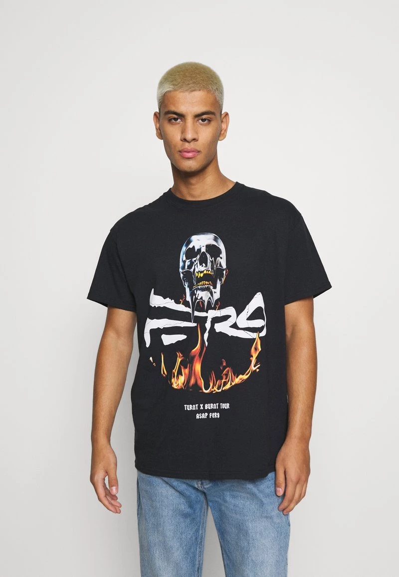 Angebote ⌛ Mennace A$AP FERG FLAME SKULL - T-Shirt Print - Black, Herren 🔔