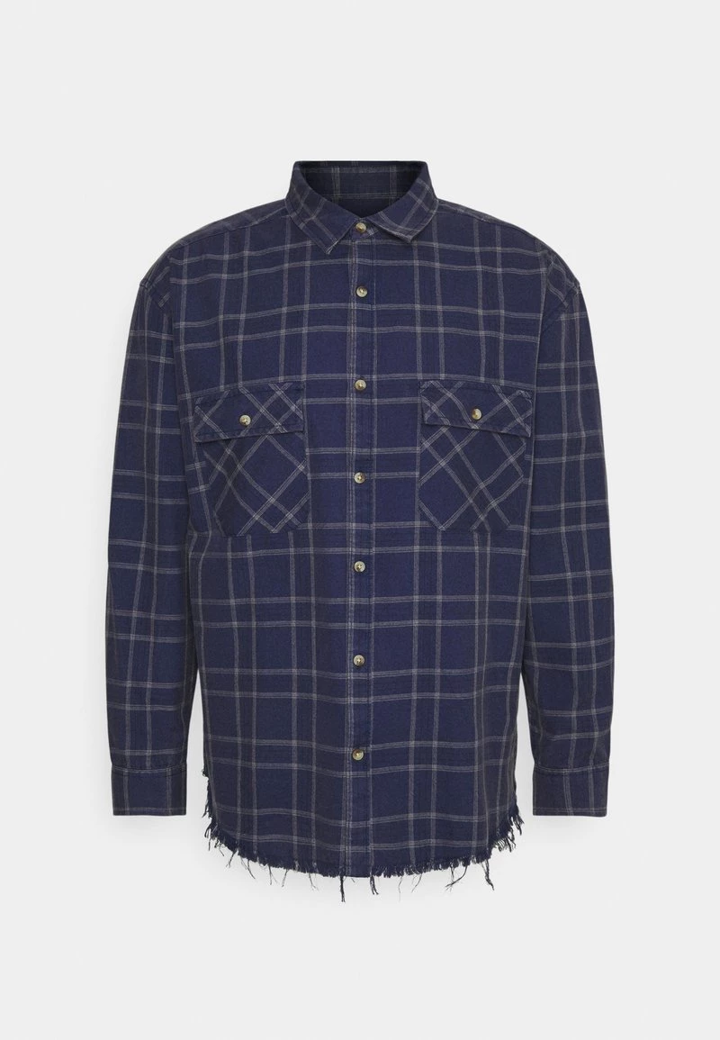 Top 10 👏 Mennace DOUBLE POCKET DISTRESSED CHECK UNISEX - Hemd - Blue ⌛