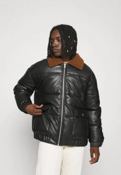 Bestpreis 🌟 Mennace HENNESSEY BORG COLLAR JACKET - Kunstlederjacke - Black, Herren 😍