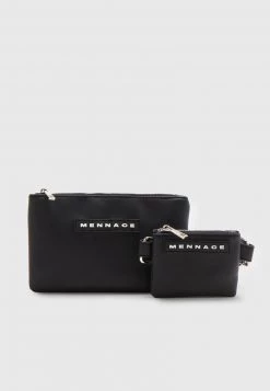 Rabatt 🌟 Mennace CROSSBODY DOUBLE BAG BRANDED BADGE SET UNISEX - Umhängetasche - Black 🎁