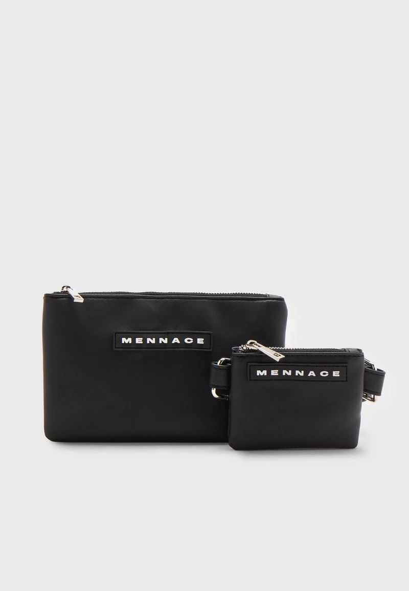 Rabatt 🌟 Mennace CROSSBODY DOUBLE BAG BRANDED BADGE SET UNISEX - Umhängetasche - Black 🎁